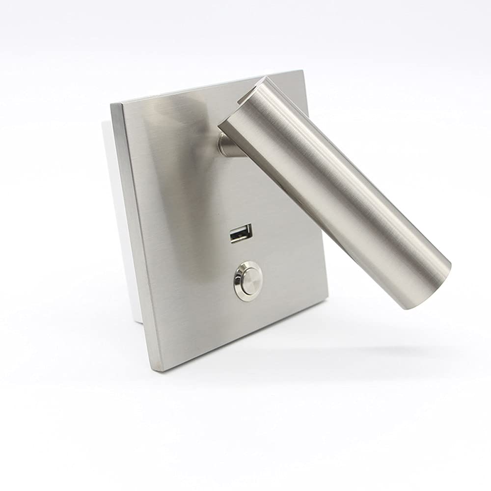 Reflektor ścienny regulowany zagłówek hotelowy lampka do czytania, 3 W wewnętrzna lampka nocna do mycia ścian, lampa ścienna LED do mycia sypialni z przełącznikiem i portem USB do motelu gabinetu