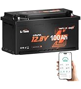 LiTime 12V 100Ah H190 LiFePO4 Accu, Li-Ion Accu DIN H8 L5 Afmetingen met 100A Smart BMS en Blueto...