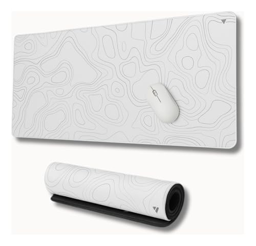 Mousepad Gamer Force One Skyhawk Snow XXL 90x40cm - Precisão Imbatível para FPS, Base Antiderrapante e Superfície de Tecido Premium Branca