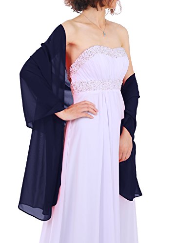 Dressystar Chiffon Bridal Evening Shawls Scarves M Navy #TOP23