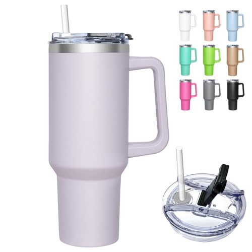 HNCY Mug Isotherme avec 2-en-1 Couvercle, 1180ML Tumbler avec Paille et Poignée, Tasse Isotherme en Acier Inoxydable, Travel Mug Tumbler Gobelet Isotherme