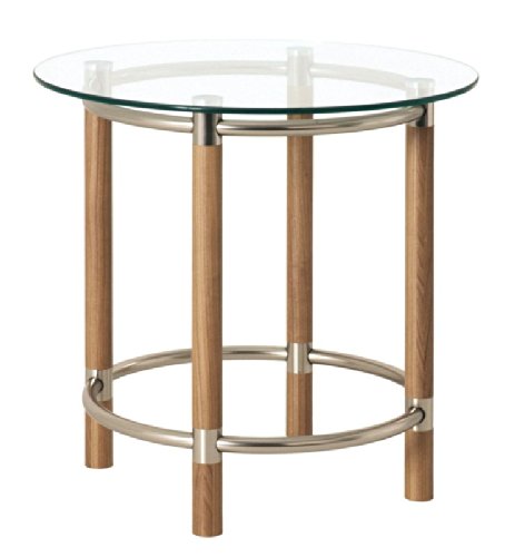 Preisvergleich Produktbild Pharao24 Beistelltisch rund Glasplatte Noce Brazil