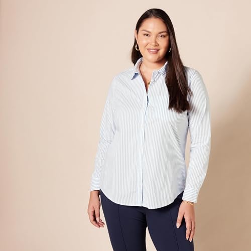 Amazon Essentials Womens Regular-Fit Long-Sleeve Button-Down Poplin Shirt
