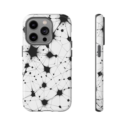 Coque rigide iPhone 14 Pro motif réseau abstrait noir et blanc protectrice