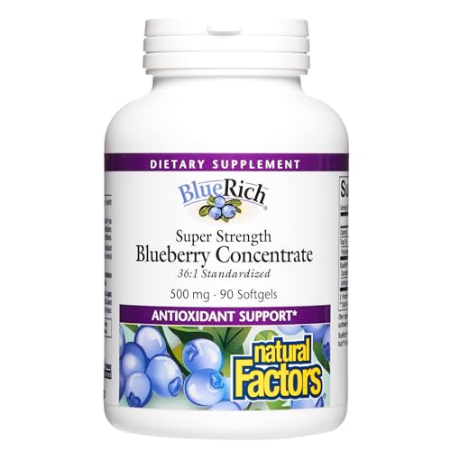 BlueRich Super Strength Concentrate, 500 mg, Blueberry 90 Caps by Natural Factors