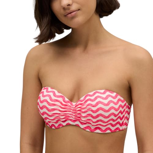YSABEL MORA - Top Bikini Bandeau Push-up Ondas Fucsia