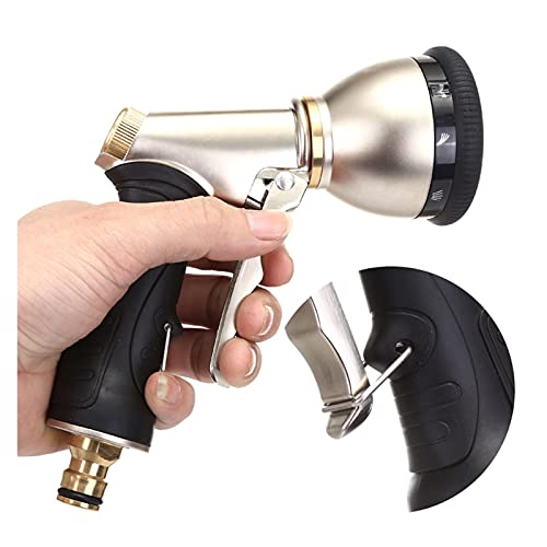 Pistola de agua de alta presión de metal Lavadora de autos Boquilla de limpieza Manguera de jardín Pistola de agua Aspersor Riego de huerta Pistola de agua de alta presión (Color : Light Grey)