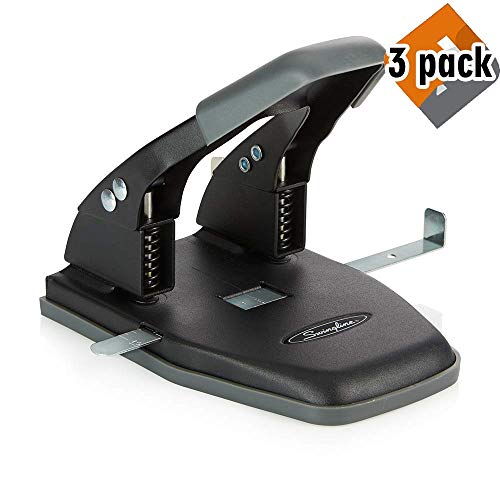 Swingline 2 Hole Punch, Comfort Handle Two Hole Puncher, 28 Sheet Punch Capacity, 50% Easier, Black (74050) - 3 Pack