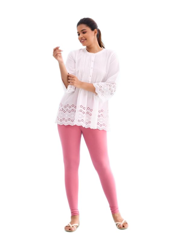 Image of GO COLORS Soft Cotton Stretch Ankle Length Leggings for Women | Breathable