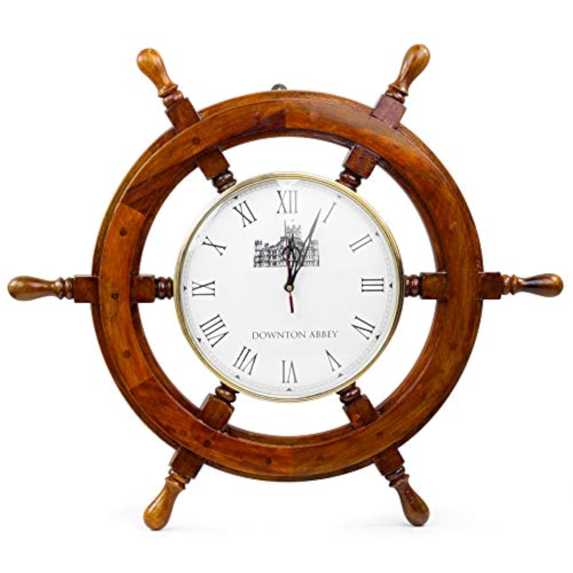Nautical Premium Wood Ship Wheel Wall Clock