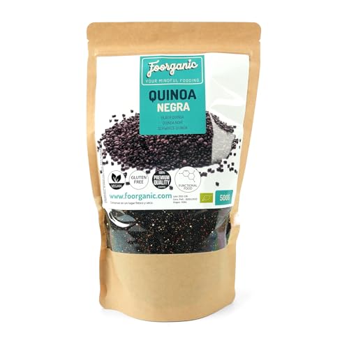 Quinoa Negra Ecológica Foorganic Pack 500g | Proteínas y Fibra | Sin Gluten | Producido en España | Ideal para Platos Saludables y Energéticos