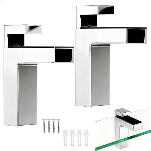 Support Etagere Verre Pince Verre 2 Pièces Réglables équerre étagère Murale Avec Vis de Fixation pour étagère en Bois Verre de 3 à 28 mm...