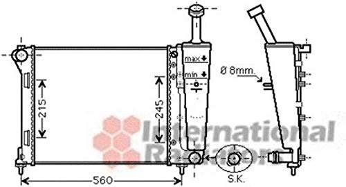 VAN WEZEL Radiatore motore con serbatoio compensazione Grupo Rafredamento Radiatore Rafredamento Motore Larghezza della rete 415mm Lunghezza della rete 480mm Profondità della rete 22mm 17002345