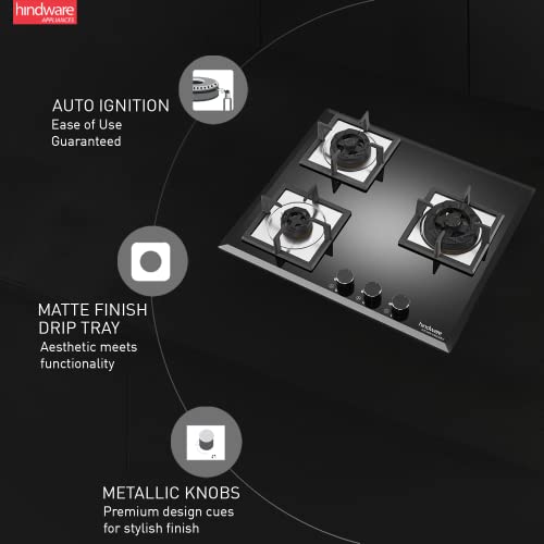 Hindware Smart Appliances KA Hob Aster | 4D Flame Technology | Auto Ignition | Metallic Knobs | Matte Finish Drip Tray | Cast Iron Pan Support |... - Image 3