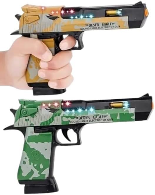 HALO NATION® Eagle Light & Sound Pistol Gun CO2 Telescopic Barrel Electric Gun Flashing Light & Muzzle Movement & 3D Light Music (Pack of 1)