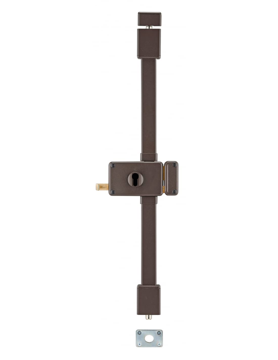Serrure en applique 3 points THIRARD Horga droite axe 70 mm marron pour porte entrée