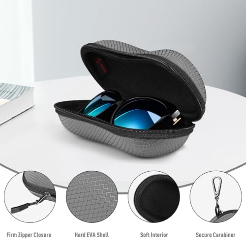 Image of FINTIE Sunglasses Case, Hard EVA Shell Shockproof Sport Glasses Case with Metal Carabiner Travel Zipper Eyeglasses Holder