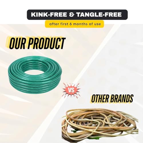 Image of 10 Meter Heavy Duty 3 Layer Braided PVC Garden Hose Pipe with High Pressure Water Spray Gun Nozzle, Tap Adapter & 2 Clamps, 0.5 Inch Water Pipe for Gardening, Car Washing & Home Cleaning
