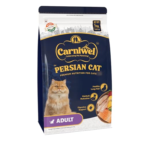 Image of Carniwel Persian Adult Dry Cat Food with Antarctic Krill | 3X Healthy Skin & Coat | Easy Digestion & Hairball Reduction, 1Kg