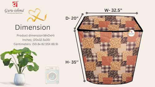 Image of Semi Automatic Washing Machine Cover for 6kg to 8kg Top Load | Waterproof & Dustproof Polyester Cover with Zip | Suitable with Samsung, LG, IFB, Bosch & More(51x 82 x 89 cm, Design 17)