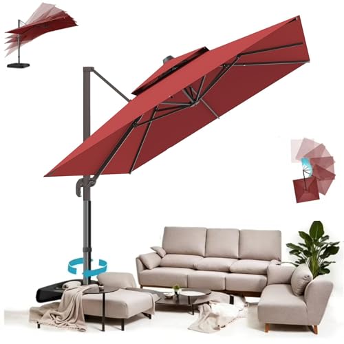 Image of THESHELTERS - Premium Garden Umbrella 360 Degree Rotating Stylish and Durable Outdoor Garden Umbrella with Heavy-duty Water Base (95Kgs)- Patio and Lawn Umbrella, 2.5x2.5m Big Size Outdoor Umbrella with Stand