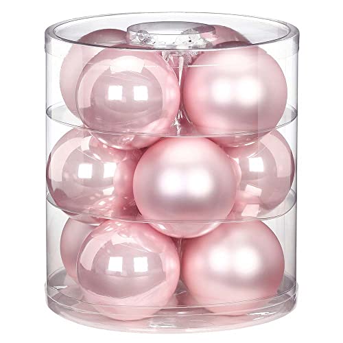 Magic Weihnachtskugeln Glas 8cm 12 STK. Christbaumkugeln (Lovely Magnolia | Rosa) – Ansicht 1
