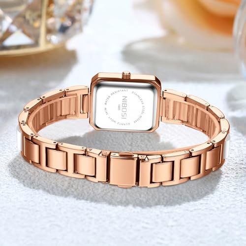 Image of NIBOSI Women Watches Analog Quartz Diamond Small Square Ladies Watche Stylish Waterproof Stainless Steel Wrist Watch for Women