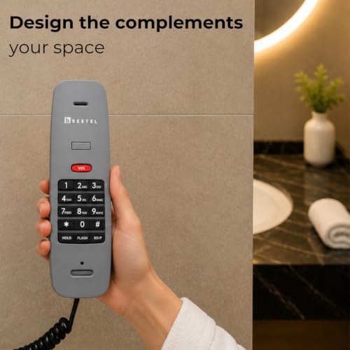 Image of Beetel H27 Portable Hotel Phone,3 Step Receiver & 2 Step Ringer Volume,Hold Function with LED Notification,Tone Dialling,Ringer LED,Hearing Aid Compatible Desk /Wall Mountable (Black)