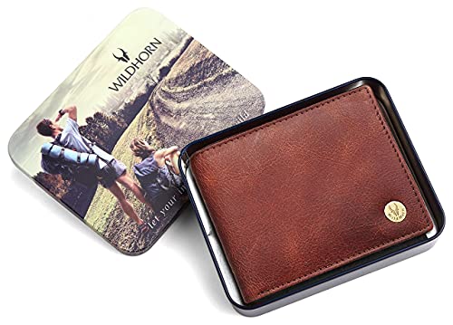 Image of WildHorn Brown Leather Wallet for Men I Ultra Strong Stitching I 6 Card Slots I 2 Currency & 2 Secret Compartments I 1 Coin Pocket