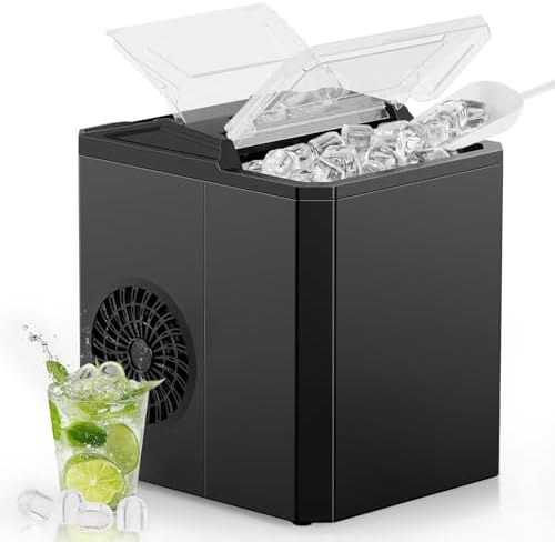 OLIXIS Nugget Ice Maker Machine, 26lbs in 24Hrs, 9 Ice Cubes in 6 Mins,Auto-Cleaning Portable Ice Maker with Basket and Scoop, Countertop Ice Maker for Home/Kitchen/Camping/RV, Bright Black