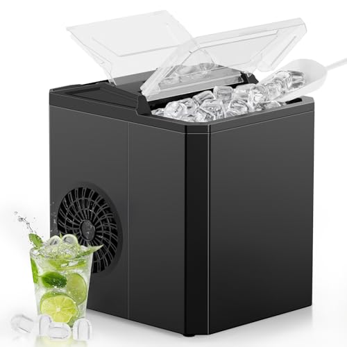 OLIXIS Nugget Ice Maker Machine, 26lbs in 24Hrs, 9 Ice Cubes in 6 Mins,Auto-Cleaning Portable Ice Maker with Basket and Scoop, Countertop Ice Maker for Home/Kitchen/Camping/RV, Bright Black