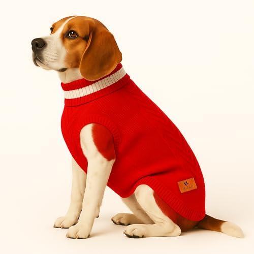 Image of Dog Sweater for Medium Dogs (Red, 22-Inch) - Soft, Stretchable Knit Dog Winter Clothes to Keep Beagle, Dachshund, Lhasa Apso & Pomeranian Keeps Them Cozy, Warm & Stylish