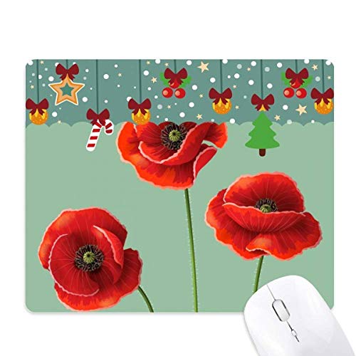 Tapis de souris de Noël en caoutchouc avec motif de fleurs rouges pour bureau