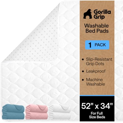Best Washable Incontinence Bed Pads for Elderly in 2026 6 GORILLA GRIP Washable Reusable Underpads, 52x34 White