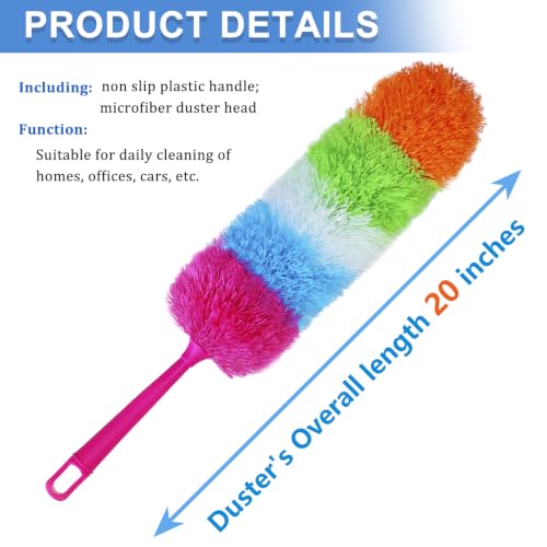 Image of 20-Inch Microfiber Hand Duster, Car Interior Detailing Duster, Rainbow Feather Duster for Car, Home, Office Cleaning