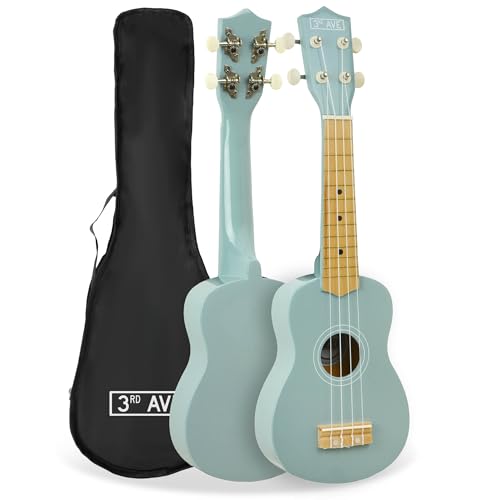 3rd Avenue Ukelele soprano para principiantes de 53 cm, 4 cuerdas de nailon con bolsa de ukelele gratis, color azul pastel, lecciones en línea gratis de 1 mes