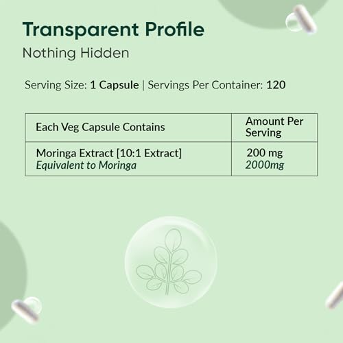 Image of Ambrosial Moringa Capsules 2000mg | Moringa Leaf Extract | Plant-Based Herbal Supplement | Natural Wellness Support | 120 Vegan Capsules
