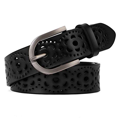 JASGOOD Hollow Leather Belt for Women Ladies Belt for Jeans Pants Fashion Waist Belt