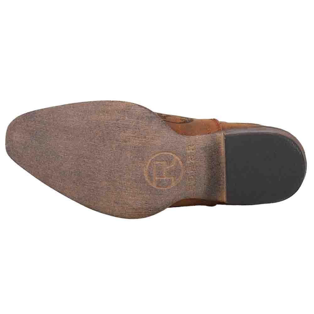 Roper Womens Ava Laser Embossed Snip Toe Casual Boots Ankle Low Heel 1-2" - Brown