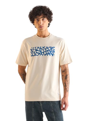 Image of THE BEAR HOUSE Men's Oversize Fit Blue Cotton Printed Polo