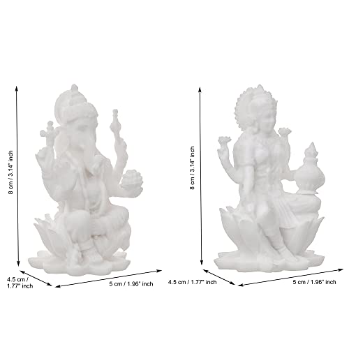 Image of eCraftIndia White Polyresin Lord Ganesha & Goddess Laxmi Statue