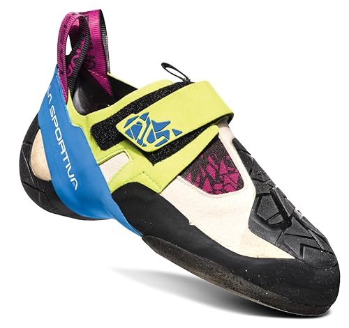 La Sportiva Women's Skwama Rock Climbing Shoes, Apple Green/Cobalt Blue, 3.5