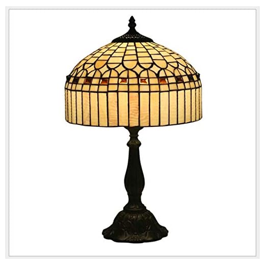 Tiffany bordslampa 12 tum äkta tiffany glas glasbord lampa glas bordslampa handgjord (Size : Antique Zinc Base)
