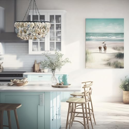 Creative Co-Op Round Oyster Shell Chandelier with 2 Lights - Image 9