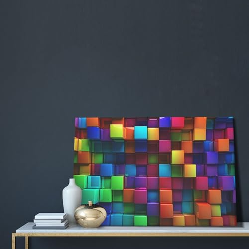 Toile cubes colorés LPSRTWE - Solution déco murale salon et chambre - 5
