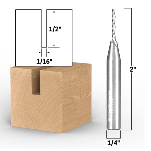 Image of YONICO Downcut Router Bits Spiral 2 Flute Solid Carbide CNC End Mill 1 /16-Inch Diameter 1 /4-Inch Shank 32228