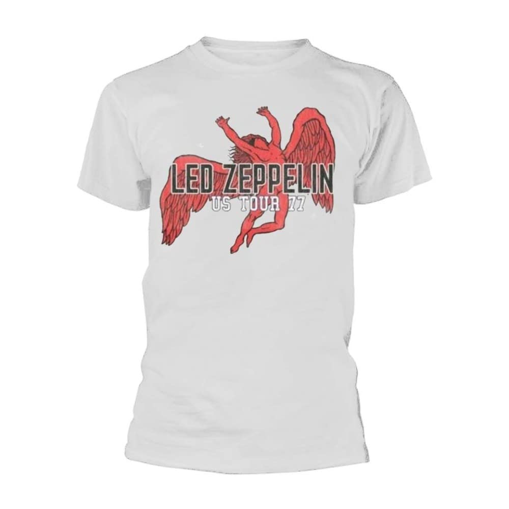 Amplified Led Zeppelin US Tour 77 Icarus T-Shirt in Vintage White (XL)
