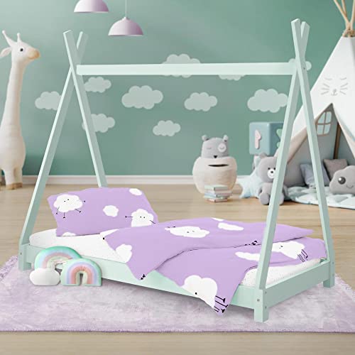 ML-Design Kinderbett Tipi 80 x 160 cm mit Lattenrost, Mint, aus Kiefernholz, Indianer Bett, Hausbett für Mädchen und Jungen, Bodenbett Kinderhaus Jugendbett Holzbett Bettenhaus Spielbett Zelt Holz ML-Design Kinderbett Tipi 80 x 160 cm mit Lattenrost, Mint, aus Kiefernholz, Indianer Bett, Hausbett für Mädchen und Jungen, Bodenbett Kinderhaus Jugendbett Holzbett Bettenhaus Spielbett Zelt Holz