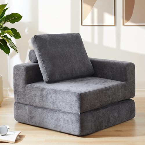 折りたたみ式ソファベッド 一人用 片側アームレスト コンパクトソファ ハイバックデザイン 組み立て不要 高反発ウレタン簡単収納 おしゃれ 一人暮らし 来客用 組み合わせ可能 (1, 左アームレスト)