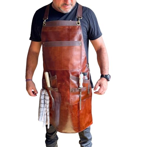 Avental de couro legitmo churrasqueiro (Café)